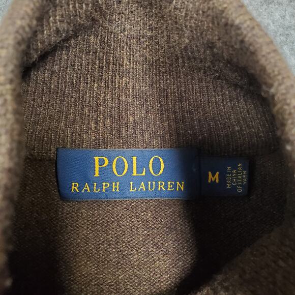 Polo Ralph Lauren Sweater Mens Medium Merino Wool 1/4 Zip Pullover Knit Brown - Picture 3 of 12